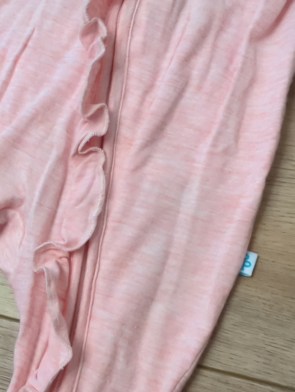 Posh Peanut Pink Heather Ruffle Zip Front Baby Footie, NB - Picture 2 of 8